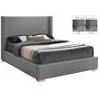 Bowery Hill Contemporary Grey Linen Textured Fabric Queen Bed
