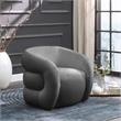 Bowery Hill Contemporary Deep Channel Tufted Soft Grey Velvet Accent Chair