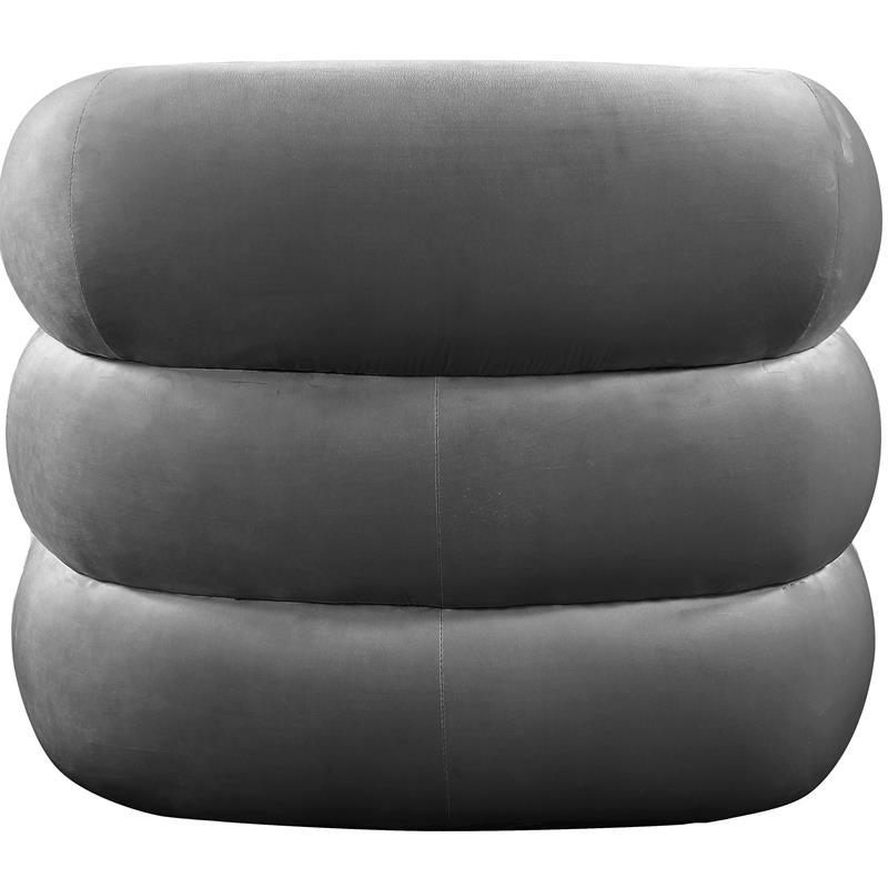 Bowery Hill Contemporary Deep Channel Tufted Soft Grey Velvet Accent Chair