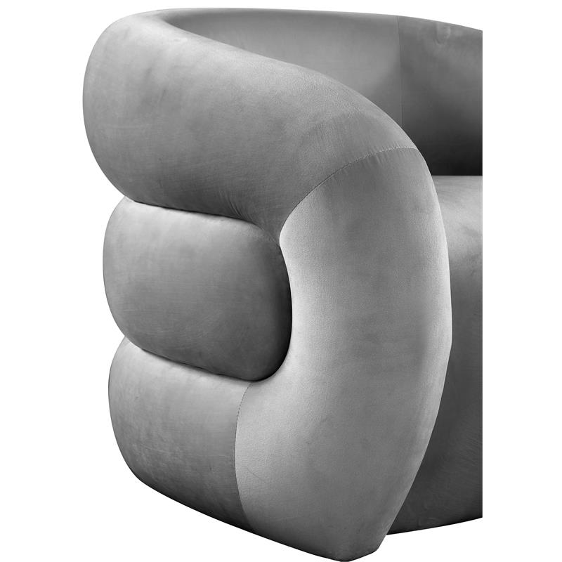 Bowery Hill Contemporary Deep Channel Tufted Soft Grey Velvet Accent Chair
