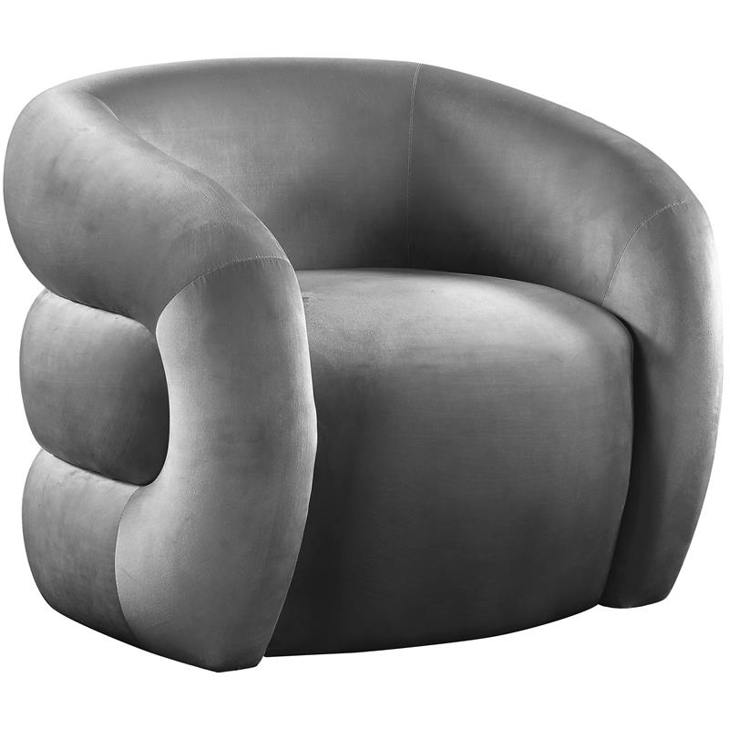 Bowery Hill Contemporary Deep Channel Tufted Soft Grey Velvet Accent Chair