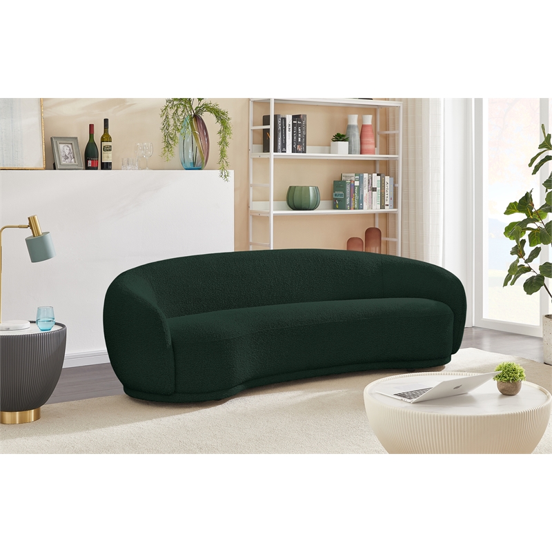 Bowery Hill Contemporary Rich Green Boucle Durable Fabric Sofa