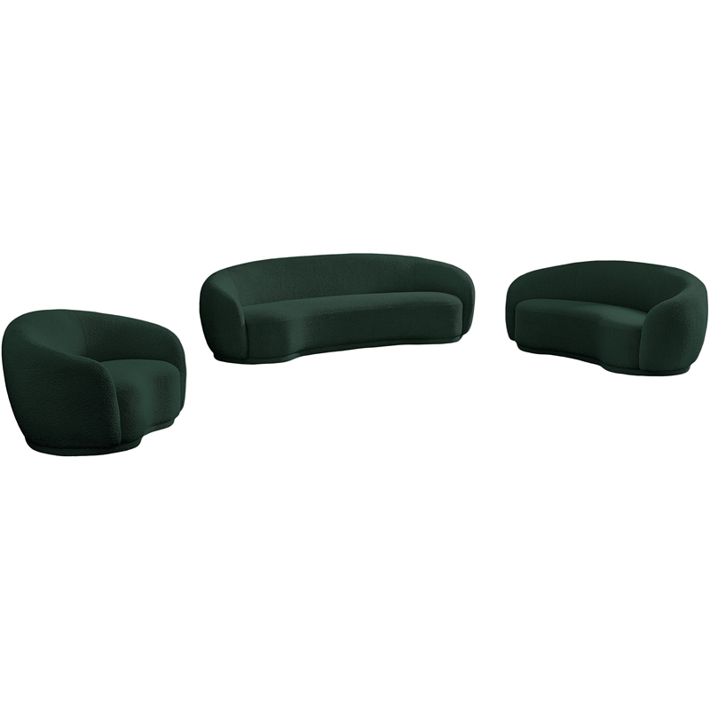 Bowery Hill Contemporary Rich Green Boucle Durable Fabric Sofa