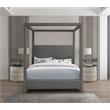 Bowery Hill Contemporary Grey Linen Textured Fabric Queen Bed