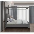 Bowery Hill Contemporary Grey Linen Textured Fabric Queen Bed