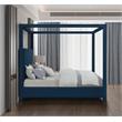 Bowery Hill Contemporary Navy Linen Textured Fabric Queen Bed