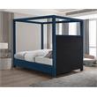 Bowery Hill Contemporary Navy Linen Textured Fabric Queen Bed