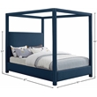 Bowery Hill Contemporary Navy Linen Textured Fabric Queen Bed