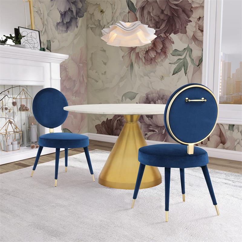 Bowery Hill Modern / Contemporary Navy Durable Velvet Dining Chair