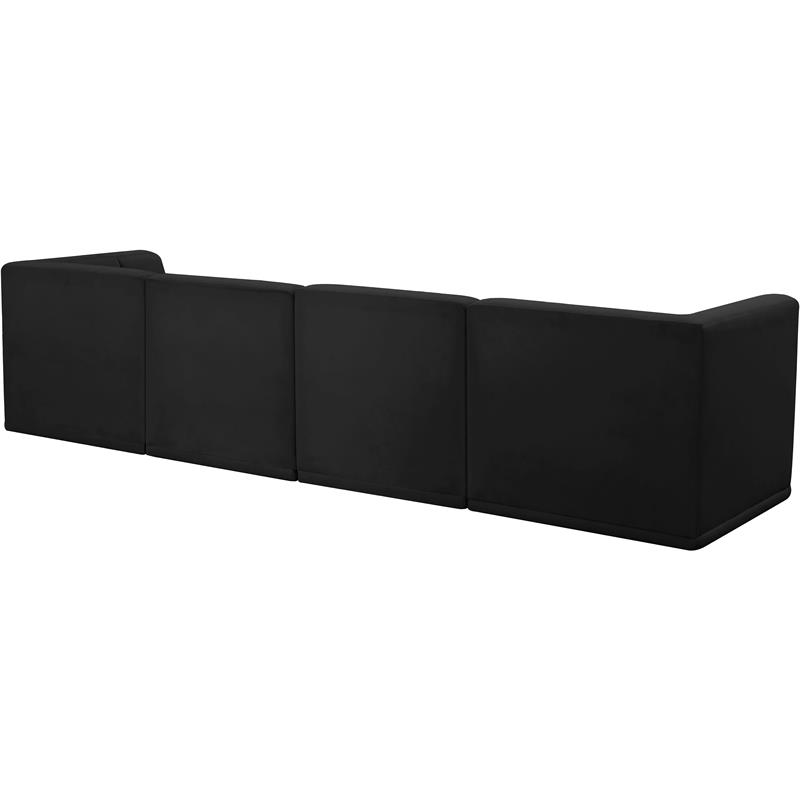 Bowery Hill Contemporary Biscuit Tufted Soft Black Velvet Modular Sofa