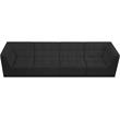 Bowery Hill Contemporary Biscuit Tufted Soft Black Velvet Modular Sofa