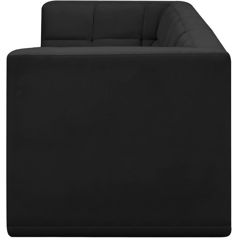 Bowery Hill Contemporary Biscuit Tufted Soft Black Velvet Modular Sofa