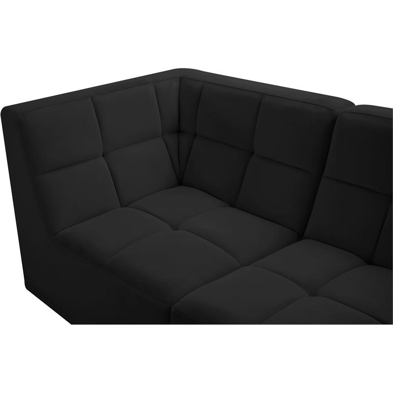 Bowery Hill Contemporary Biscuit Tufted Soft Black Velvet Modular Sofa
