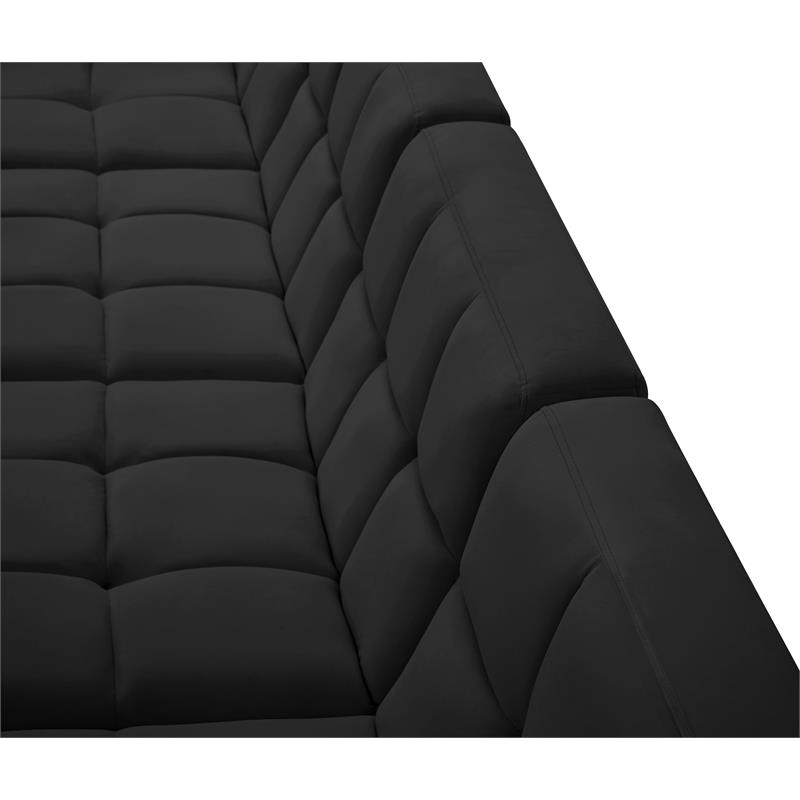 Bowery Hill Contemporary Biscuit Tufted Soft Black Velvet Modular Sofa
