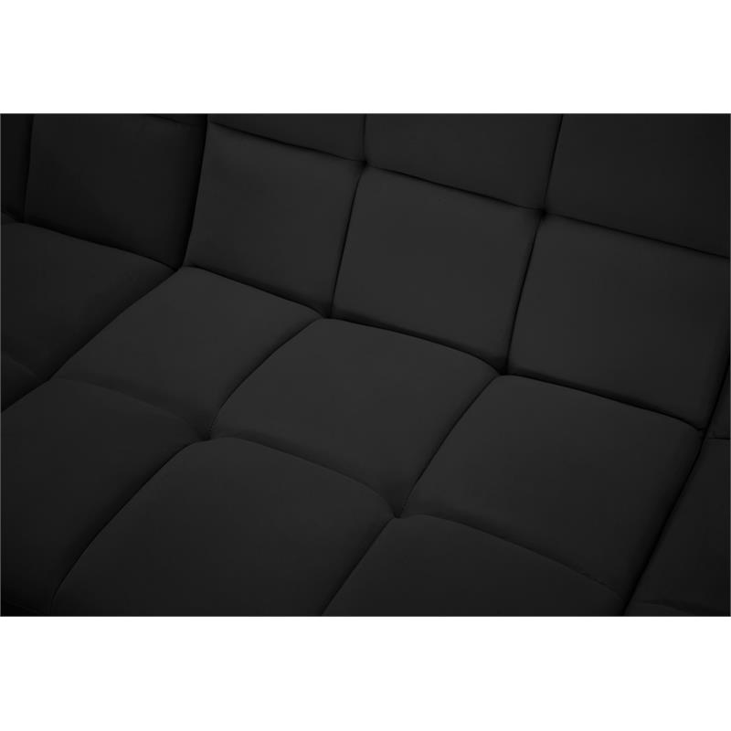 Bowery Hill Contemporary Biscuit Tufted Soft Black Velvet Modular Sofa