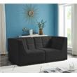 Bowery Hill Contemporary Biscuit Tufted Soft Black Velvet Modular Sofa