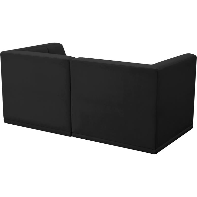 Bowery Hill Contemporary Biscuit Tufted Soft Black Velvet Modular Sofa
