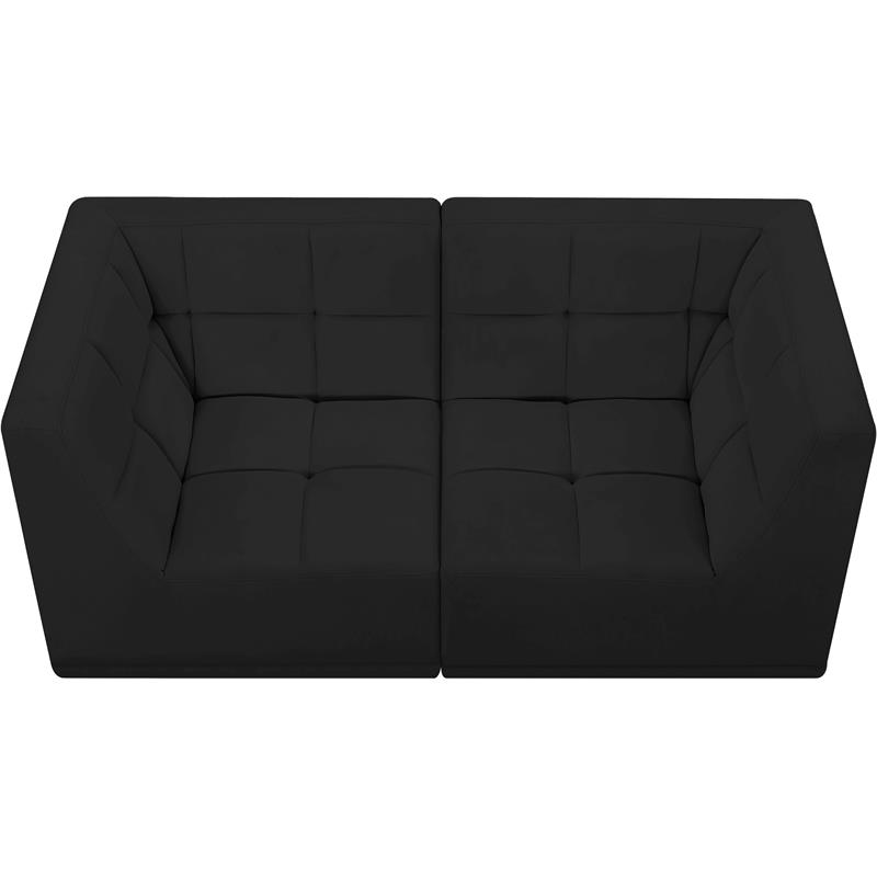 Bowery Hill Contemporary Biscuit Tufted Soft Black Velvet Modular Sofa
