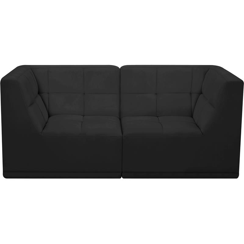 Bowery Hill Contemporary Biscuit Tufted Soft Black Velvet Modular Sofa