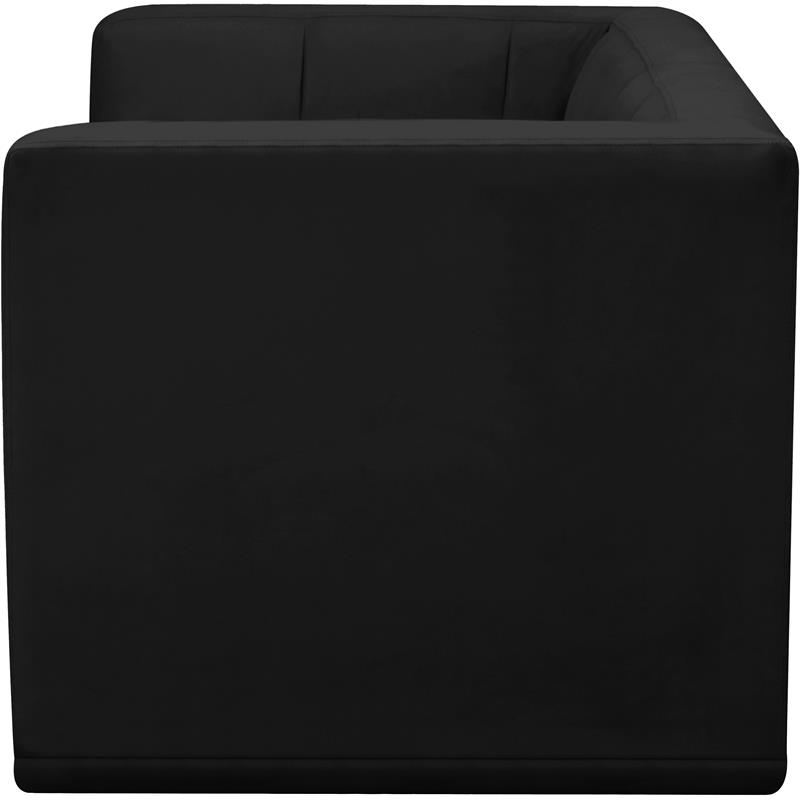 Bowery Hill Contemporary Biscuit Tufted Soft Black Velvet Modular Sofa