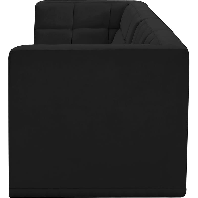 Bowery Hill Contemporary Biscuit Tufted Soft Black Velvet Modular Sofa
