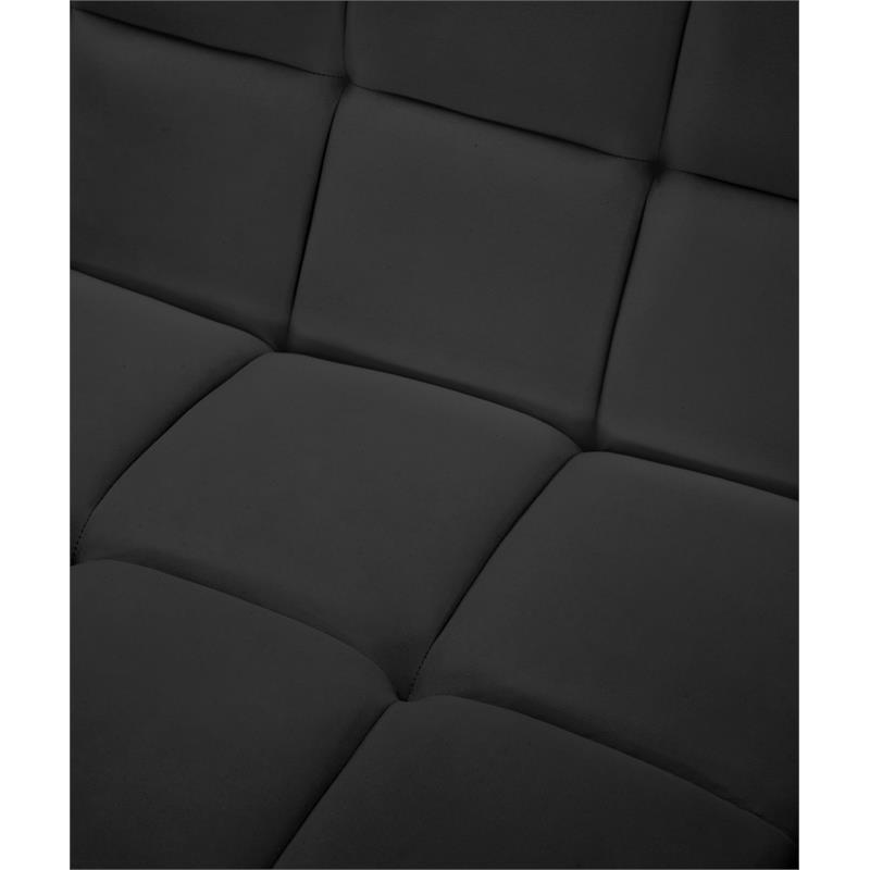 Bowery Hill Contemporary Biscuit Tufted Soft Black Velvet Modular Sofa