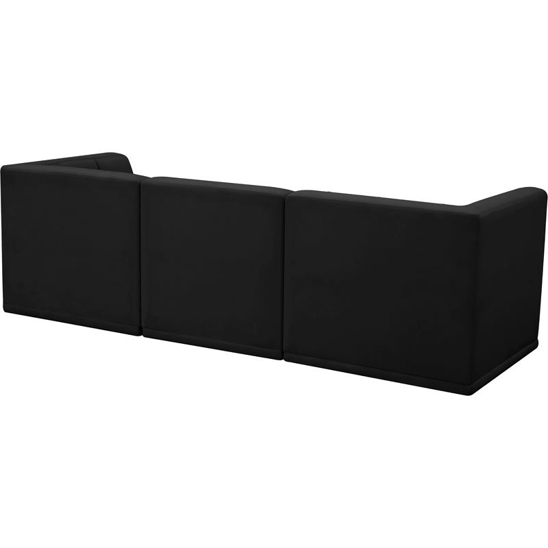 Bowery Hill Contemporary Biscuit Tufted Soft Black Velvet Modular Sofa