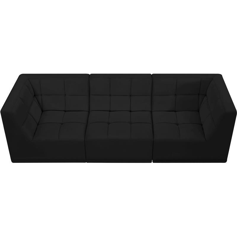Bowery Hill Contemporary Biscuit Tufted Soft Black Velvet Modular Sofa