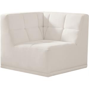 Bowery Hill Contemporary Biscuit Tufted Soft Cream Velvet Corner Chair