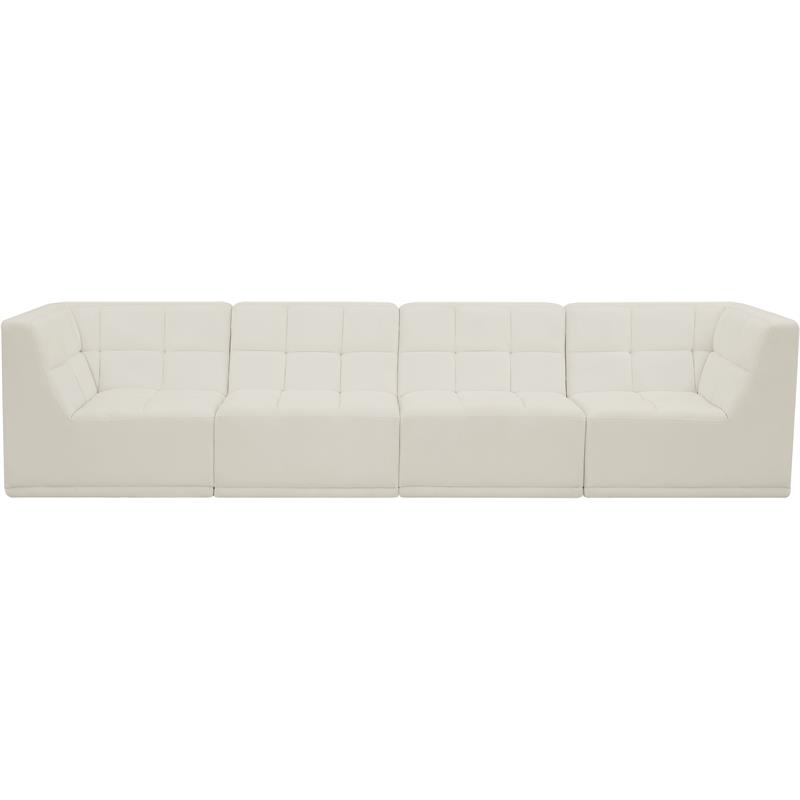 Bowery Hill Contemporary Biscuit Tufted Soft Cream Velvet Modular Sofa