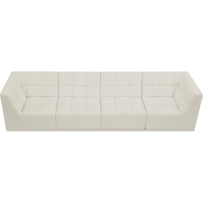 Bowery Hill Contemporary Biscuit Tufted Soft Cream Velvet Modular Sofa