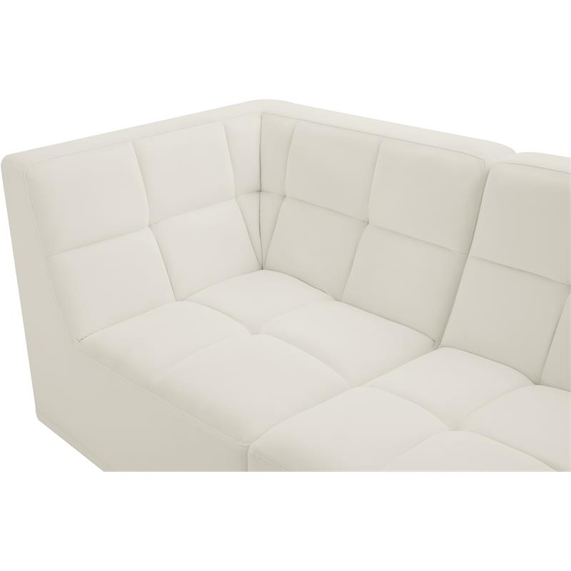 Bowery Hill Contemporary Biscuit Tufted Soft Cream Velvet Modular Sofa