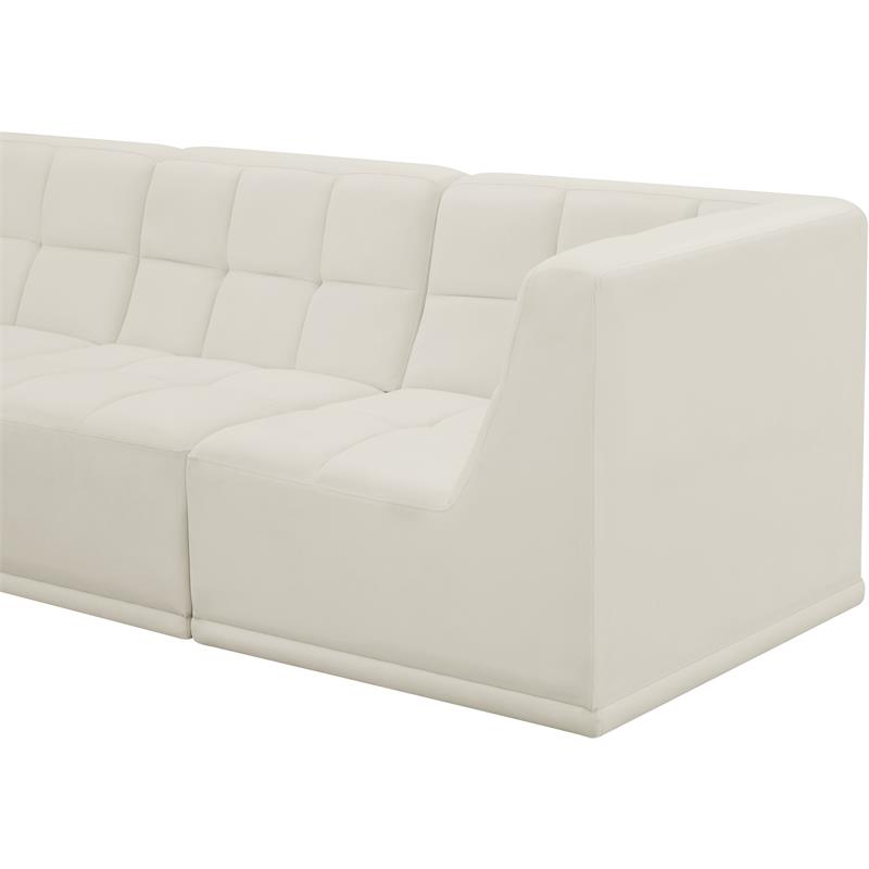 Bowery Hill Contemporary Biscuit Tufted Soft Cream Velvet Modular Sofa