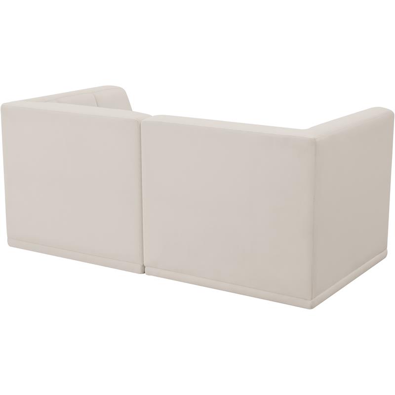 Bowery Hill Contemporary Biscuit Tufted Soft Cream Velvet Modular Sofa