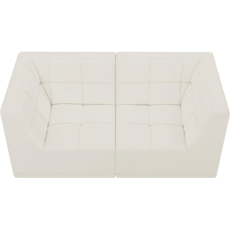 Bowery Hill Contemporary Biscuit Tufted Soft Cream Velvet Modular Sofa