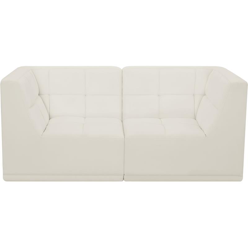 Bowery Hill Contemporary Biscuit Tufted Soft Cream Velvet Modular Sofa