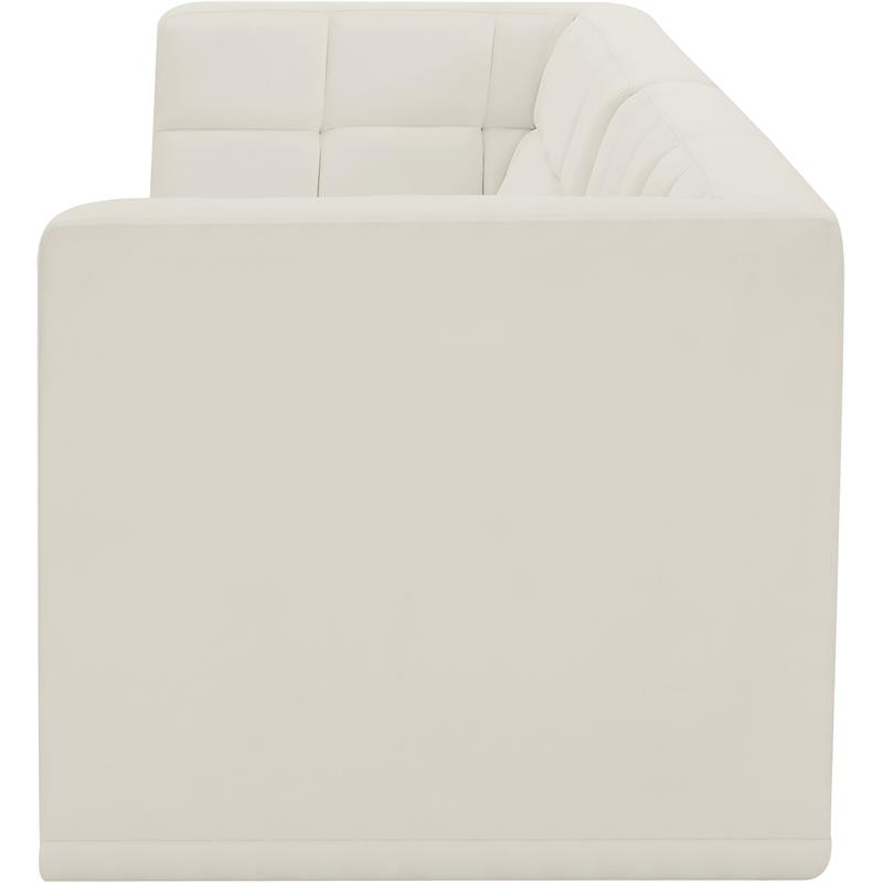 Bowery Hill Contemporary Biscuit Tufted Soft Cream Velvet Modular Sofa