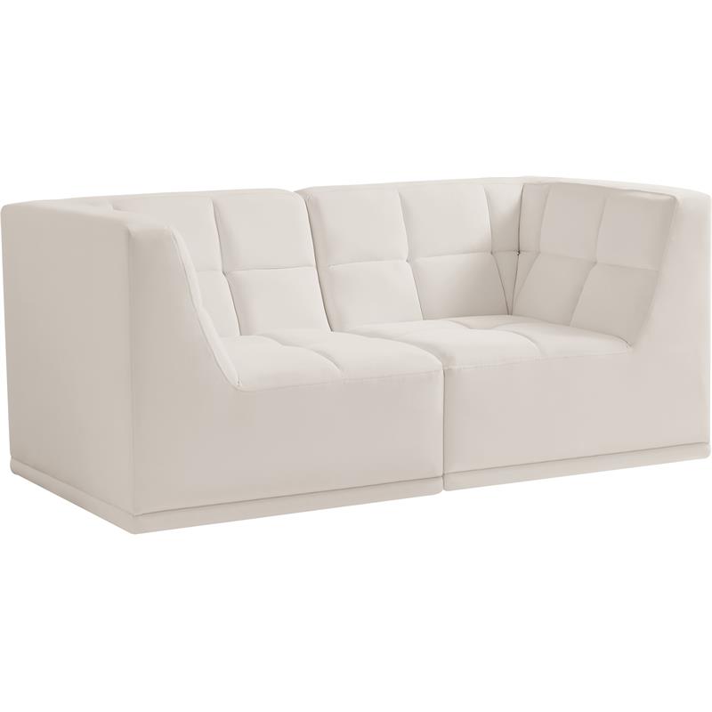 Bowery Hill Contemporary Biscuit Tufted Soft Cream Velvet Modular Sofa