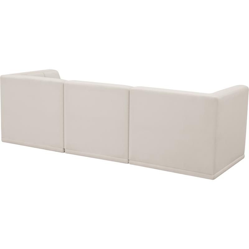 Bowery Hill Contemporary Biscuit Tufted Soft Cream Velvet Modular Sofa