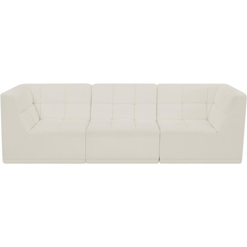 Bowery Hill Contemporary Biscuit Tufted Soft Cream Velvet Modular Sofa