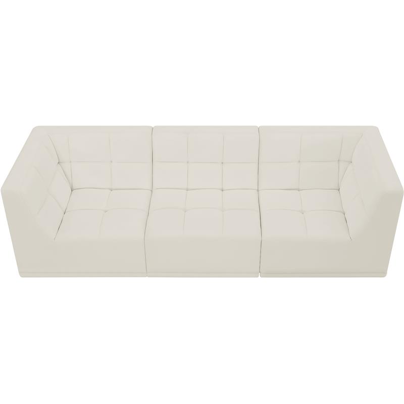 Bowery Hill Contemporary Biscuit Tufted Soft Cream Velvet Modular Sofa