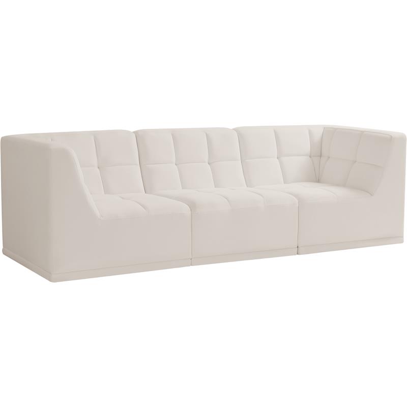 Bowery Hill Contemporary Biscuit Tufted Soft Cream Velvet Modular Sofa