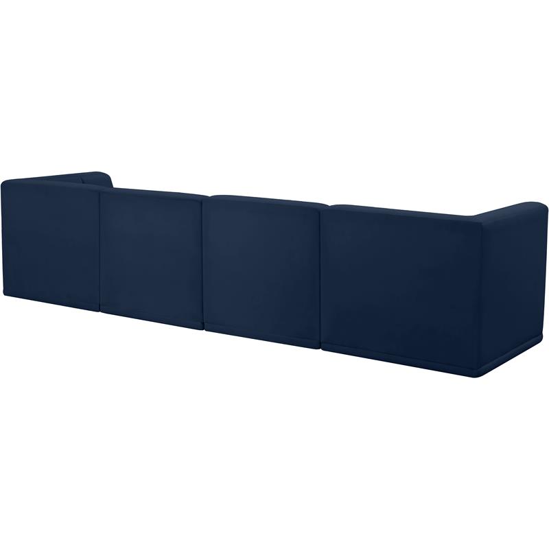Bowery Hill Contemporary Biscuit Tufted Soft Navy Velvet Modular Sofa
