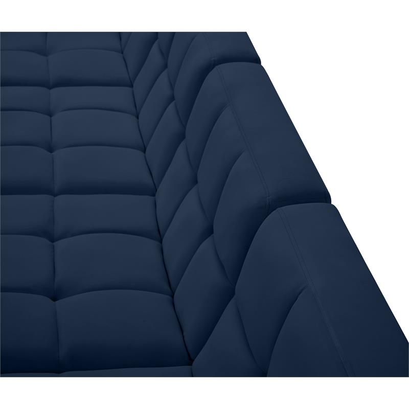 Bowery Hill Contemporary Biscuit Tufted Soft Navy Velvet Modular Sofa
