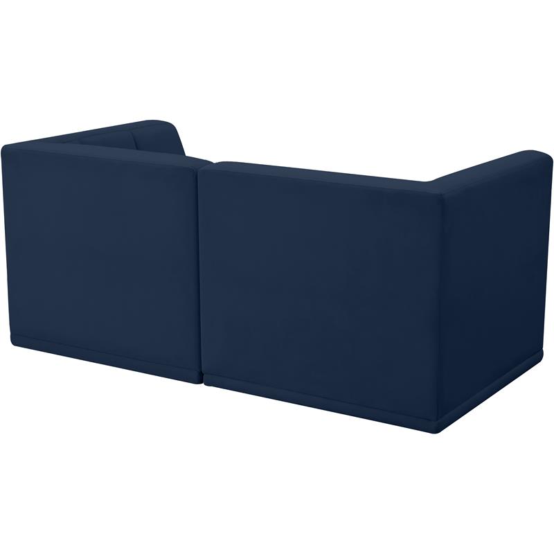 Bowery Hill Contemporary Biscuit Tufted Soft Navy Velvet Modular Sofa
