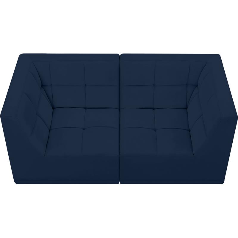 Bowery Hill Contemporary Biscuit Tufted Soft Navy Velvet Modular Sofa