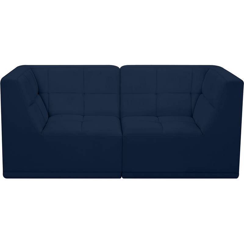 Bowery Hill Contemporary Biscuit Tufted Soft Navy Velvet Modular Sofa
