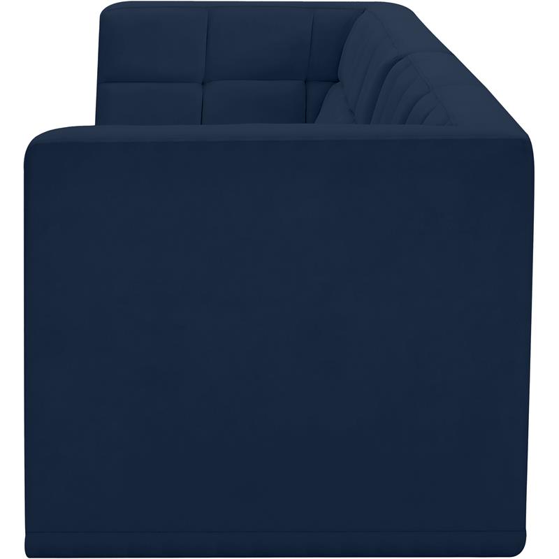 Bowery Hill Contemporary Biscuit Tufted Soft Navy Velvet Modular Sofa