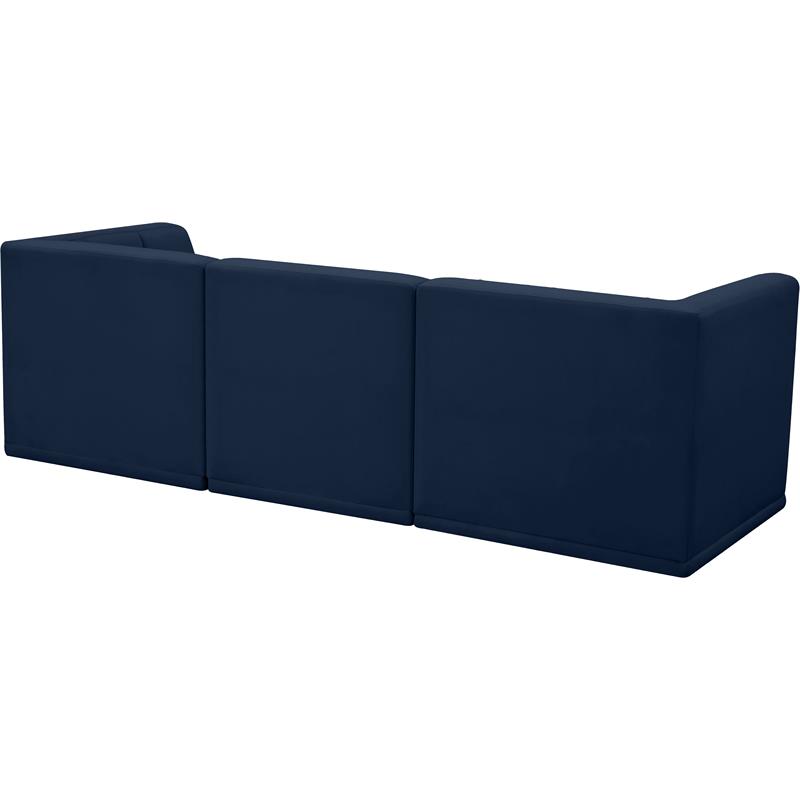 Bowery Hill Contemporary Biscuit Tufted Soft Navy Velvet Modular Sofa