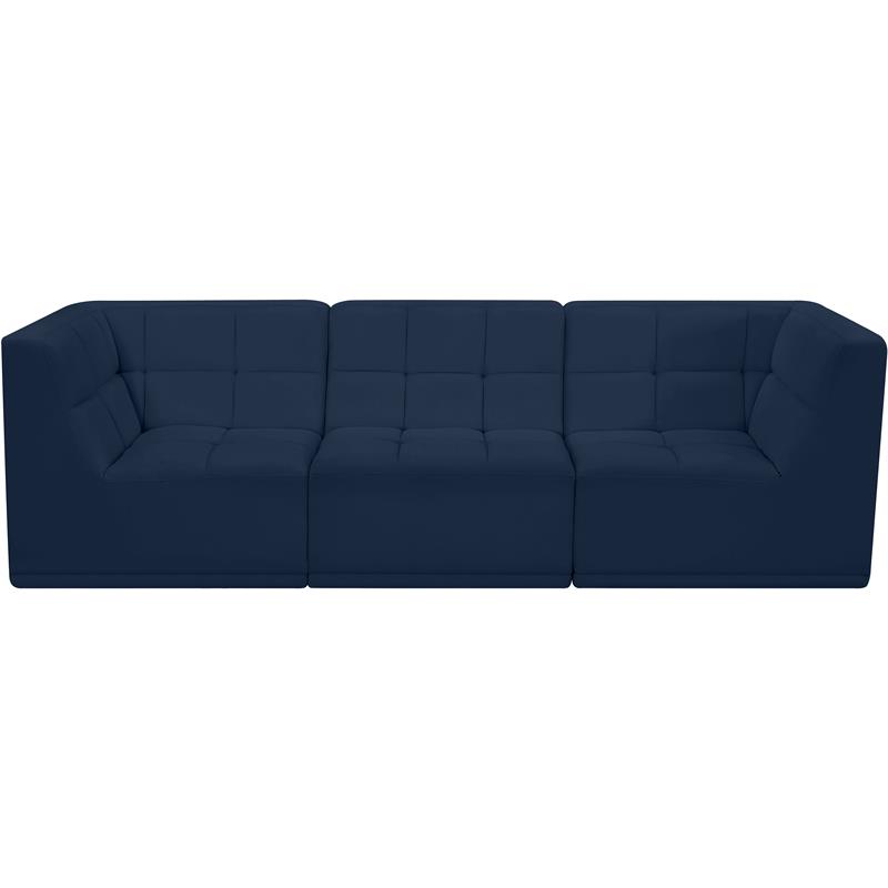 Bowery Hill Contemporary Biscuit Tufted Soft Navy Velvet Modular Sofa